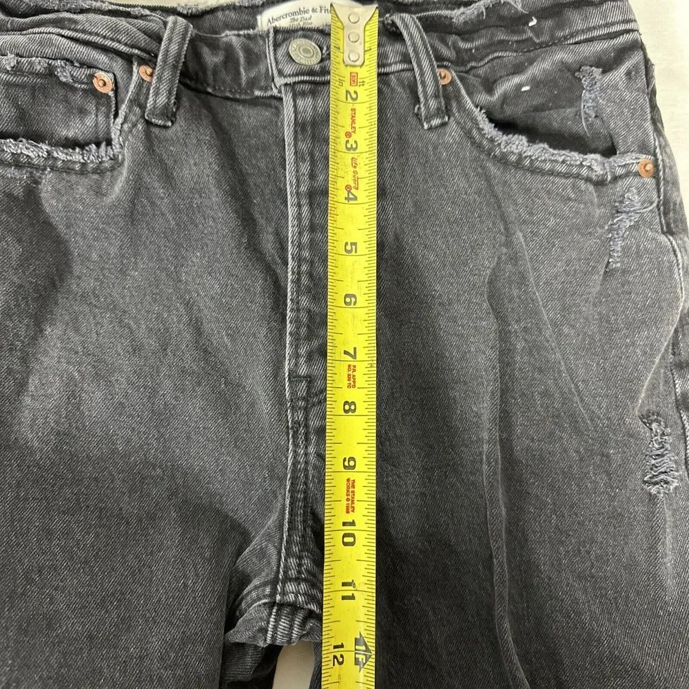 Abercrombie & Fitch Jeans Dad High Rise Women's‎ Size 27/4S Button Fly Black